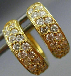 ESTATE .56CT DIAMOND 14KT YELLOW GOLD CLASSIC 2 ROW PAVE HUGGIE EARRINGS #26079