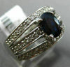 WIDE 1.52CT DIAMOND & AAA OVAL SAPPHIRE 14K WHITE GOLD MULTI ROW ENGAGEMENT RING