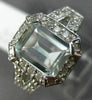 WIDE 1.77CT DIAMOND & AAA EMERALD CUT AQUAMARINE 14KT WHITE GOLD ENGAGEMENT RING