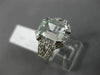 WIDE 1.77CT DIAMOND & AAA EMERALD CUT AQUAMARINE 14KT WHITE GOLD ENGAGEMENT RING