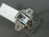 WIDE 1.77CT DIAMOND & AAA EMERALD CUT AQUAMARINE 14KT WHITE GOLD ENGAGEMENT RING