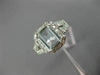 WIDE 1.77CT DIAMOND & AAA EMERALD CUT AQUAMARINE 14KT WHITE GOLD ENGAGEMENT RING