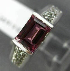 1.16CT DIAMOND & AAA EMERALD CUT PINK TOURMALINE 14KT WHITE GOLD ENGAGEMENT RING