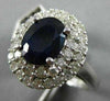 LARGE 3.15CT DIAMOND & AAA SAPPHIRE 14KT WHITE GOLD DOUBLE HALO ENGAGEMENT RING