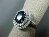 LARGE 3.15CT DIAMOND & AAA SAPPHIRE 14KT WHITE GOLD DOUBLE HALO ENGAGEMENT RING