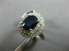 LARGE 3.15CT DIAMOND & AAA SAPPHIRE 14KT WHITE GOLD DOUBLE HALO ENGAGEMENT RING