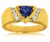 ESTATE .99CT DIAMOND & AAA TANZANITE 14KT YELLOW GOLD SEMI BEZEL ENGAGEMENT RING