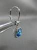 3.04CT DIAMOND & AAA BLUE TOPAZ 14KT WHITE GOLD HALO LEVERBACK HANGING EARRINGS