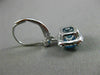 3.04CT DIAMOND & AAA BLUE TOPAZ 14KT WHITE GOLD HALO LEVERBACK HANGING EARRINGS