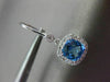 3.04CT DIAMOND & AAA BLUE TOPAZ 14KT WHITE GOLD HALO LEVERBACK HANGING EARRINGS