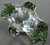 EXTRA LARGE 8.20CT DIAMOND & AAA TSAVORITE & AQUAMARINE 18K WHITE GOLD LEAF RING