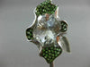 EXTRA LARGE 8.20CT DIAMOND & AAA TSAVORITE & AQUAMARINE 18K WHITE GOLD LEAF RING