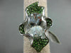EXTRA LARGE 8.20CT DIAMOND & AAA TSAVORITE & AQUAMARINE 18K WHITE GOLD LEAF RING