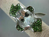 EXTRA LARGE 8.20CT DIAMOND & AAA TSAVORITE & AQUAMARINE 18K WHITE GOLD LEAF RING