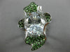 EXTRA LARGE 8.20CT DIAMOND & AAA TSAVORITE & AQUAMARINE 18K WHITE GOLD LEAF RING