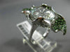 EXTRA LARGE 8.20CT DIAMOND & AAA TSAVORITE & AQUAMARINE 18K WHITE GOLD LEAF RING