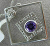 ESTATE LARGE .35CT DIAMOND & AAA AMETHYST 14KT WHITE GOLD SQUARE ETOILE PENDANT