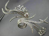 ANTIQUE EXTRA LARGE 3.60CT OLD MINE DIAMOND PLATINUM 3D FLOWER LEAF BROOCH PIN