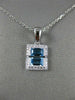.81CT DIAMOND & AAA BLUE TOPAZ 14KT WHITE GOLD RECTANGULAR ILLUSION LOVE PENDANT