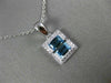 .81CT DIAMOND & AAA BLUE TOPAZ 14KT WHITE GOLD RECTANGULAR ILLUSION LOVE PENDANT
