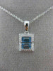 .81CT DIAMOND & AAA BLUE TOPAZ 14KT WHITE GOLD RECTANGULAR ILLUSION LOVE PENDANT