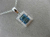 .81CT DIAMOND & AAA BLUE TOPAZ 14KT WHITE GOLD RECTANGULAR ILLUSION LOVE PENDANT