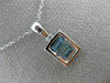 .81CT DIAMOND & AAA BLUE TOPAZ 14KT WHITE GOLD RECTANGULAR ILLUSION LOVE PENDANT