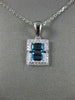 .81CT DIAMOND & AAA BLUE TOPAZ 14KT WHITE GOLD RECTANGULAR ILLUSION LOVE PENDANT