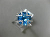 4.92CT DIAMOND & AAA ROUND BLUE TOPAZ 14KT WHITE GOLD TRIANGULAR FLOWER FUN RING