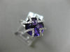 3.57CT DIAMOND & AAA ROUND AMETHYST 14K WHITE GOLD 3D TRIANGULAR FLOWER FUN RING