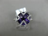 3.57CT DIAMOND & AAA ROUND AMETHYST 14K WHITE GOLD 3D TRIANGULAR FLOWER FUN RING