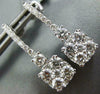 2.0CT DIAMOND 18KT WHITE GOLD 3D ROUND CLUSTER SQUARE CLASSIC HANGING EARRINGS