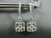 2.0CT DIAMOND 18KT WHITE GOLD 3D ROUND CLUSTER SQUARE CLASSIC HANGING EARRINGS