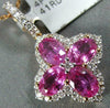 LARGE 2.72CT DIAMOND & AAA PINK SAPPHIRE 18KT ROSE GOLD 3D CLOVER FLOWER PENDANT