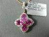 LARGE 2.72CT DIAMOND & AAA PINK SAPPHIRE 18KT ROSE GOLD 3D CLOVER FLOWER PENDANT