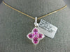 LARGE 2.72CT DIAMOND & AAA PINK SAPPHIRE 18KT ROSE GOLD 3D CLOVER FLOWER PENDANT