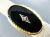 ANTIQUE LARGE .04CT OLD MINE DIAMOND & AAA ONYX 14KT 2 TONE GOLD OVAL RING #2749