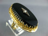 ANTIQUE LARGE .04CT OLD MINE DIAMOND & AAA ONYX 14KT 2 TONE GOLD OVAL RING #2749