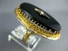 ANTIQUE LARGE .04CT OLD MINE DIAMOND & AAA ONYX 14KT 2 TONE GOLD OVAL RING #2749