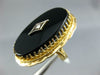 ANTIQUE LARGE .04CT OLD MINE DIAMOND & AAA ONYX 14KT 2 TONE GOLD OVAL RING #2749