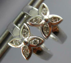 ESTATE .20CT DIAMOND 14KT WHITE GOLD 3D FLOWER BUTTERFLY HUGGIE EARRINGS #629
