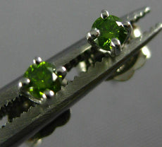 ESTATE SMALL .10CT GREEN DIAMOND 14KT WHITE GOLD 3D CLASSIC ROUND STUD EARRINGS