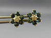 .59CT DIAMOND & AAA SAPPHIRE 14KT YELLOW GOLD 3D FLOWER STUD EARRINGS #MILANO023