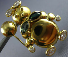 ANTIQUE AAA WHITE SAPPHIRE & EMERALD 18KT YELLOW GOLD BUNNY RABBIT PIN #12532