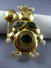 ANTIQUE AAA WHITE SAPPHIRE & EMERALD 18KT YELLOW GOLD BUNNY RABBIT PIN #12532