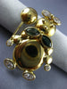 ANTIQUE AAA WHITE SAPPHIRE & EMERALD 18KT YELLOW GOLD BUNNY RABBIT PIN #12532