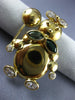 ANTIQUE AAA WHITE SAPPHIRE & EMERALD 18KT YELLOW GOLD BUNNY RABBIT PIN #12532