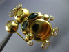 ANTIQUE AAA WHITE SAPPHIRE & EMERALD 18KT YELLOW GOLD BUNNY RABBIT PIN #12532