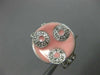 LARGE .22CT DIAMOND & PINK ENAMEL 18KT WHITE GOLD 3D CIRCULAR CLIP ON EARRINGS