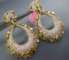 GIA LARGE 13.81CT PINK & MULTI COLOR DIAMOND 18KT ROSE GOLD TEAR DROP EARRINGS